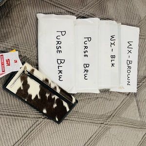 $10 each women wallet. 5 for $45 together. All new faux fur outer leather inner.